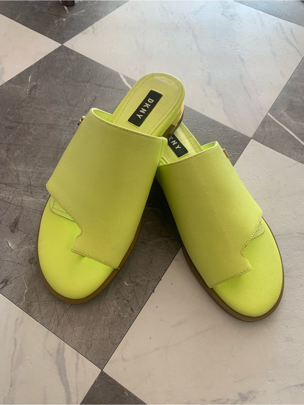 DKNY Neon Lime Slide Mules